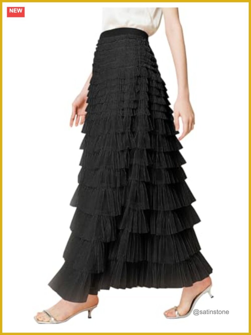 Womens Tulle Maxi Skirt High Waist Tiered A-Line Layered Fairy Skirt